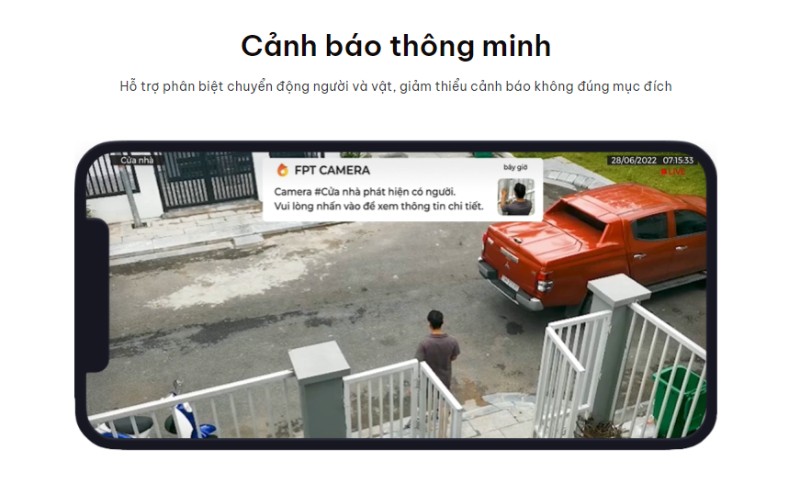 Tính năng cảnh báo thông minh ứng dụng AI của FPT Camera