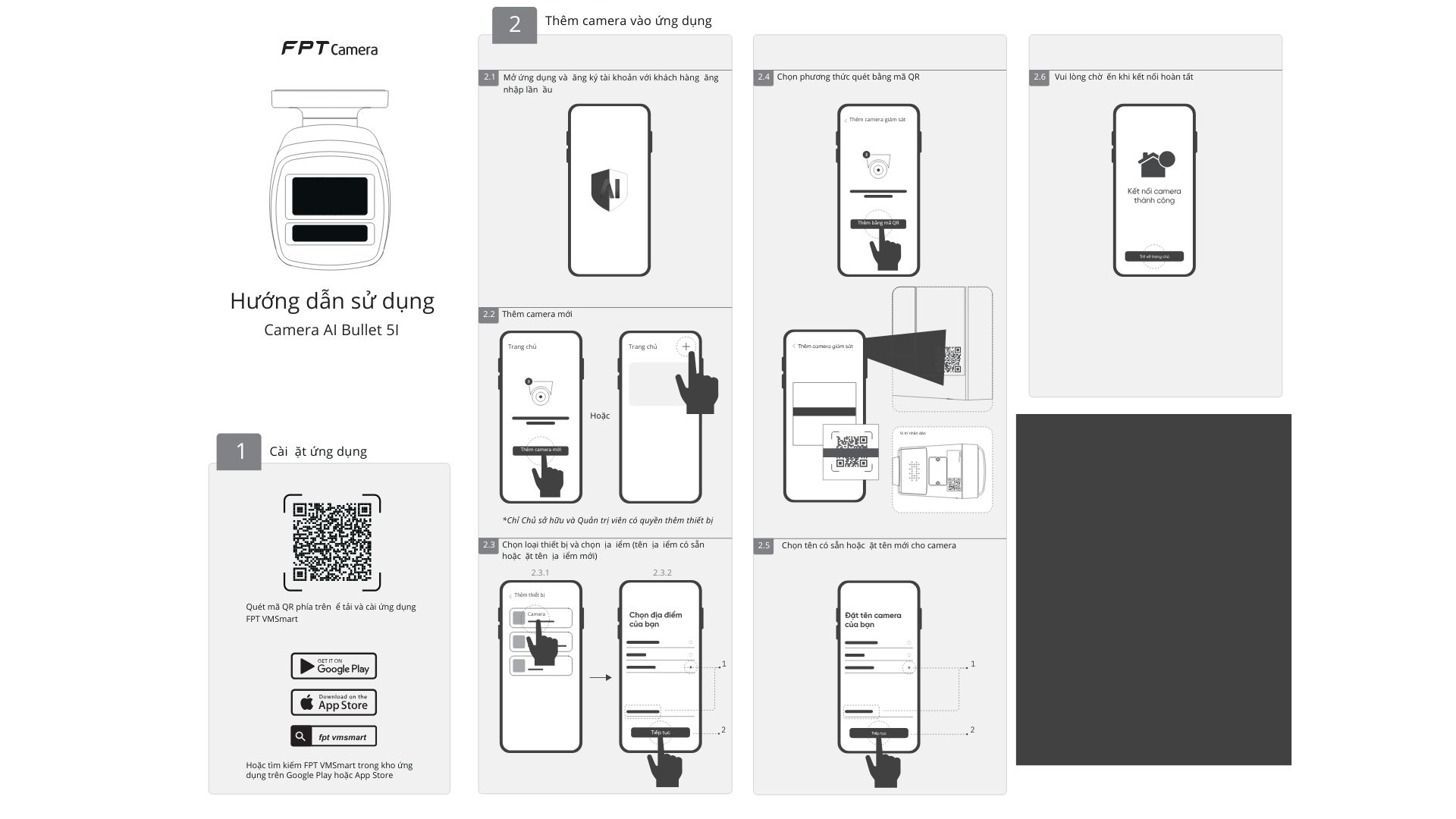 Hướng dẫn sử dụng FPT Camera AI Bullet 5I tr&ecirc;n điện thoại